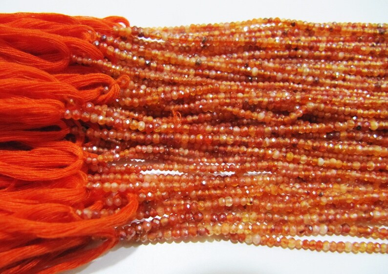Carnelian Beads Rondelle Faceted Natural Carnelian Beads 2mm Size Beads Strand 13 inch