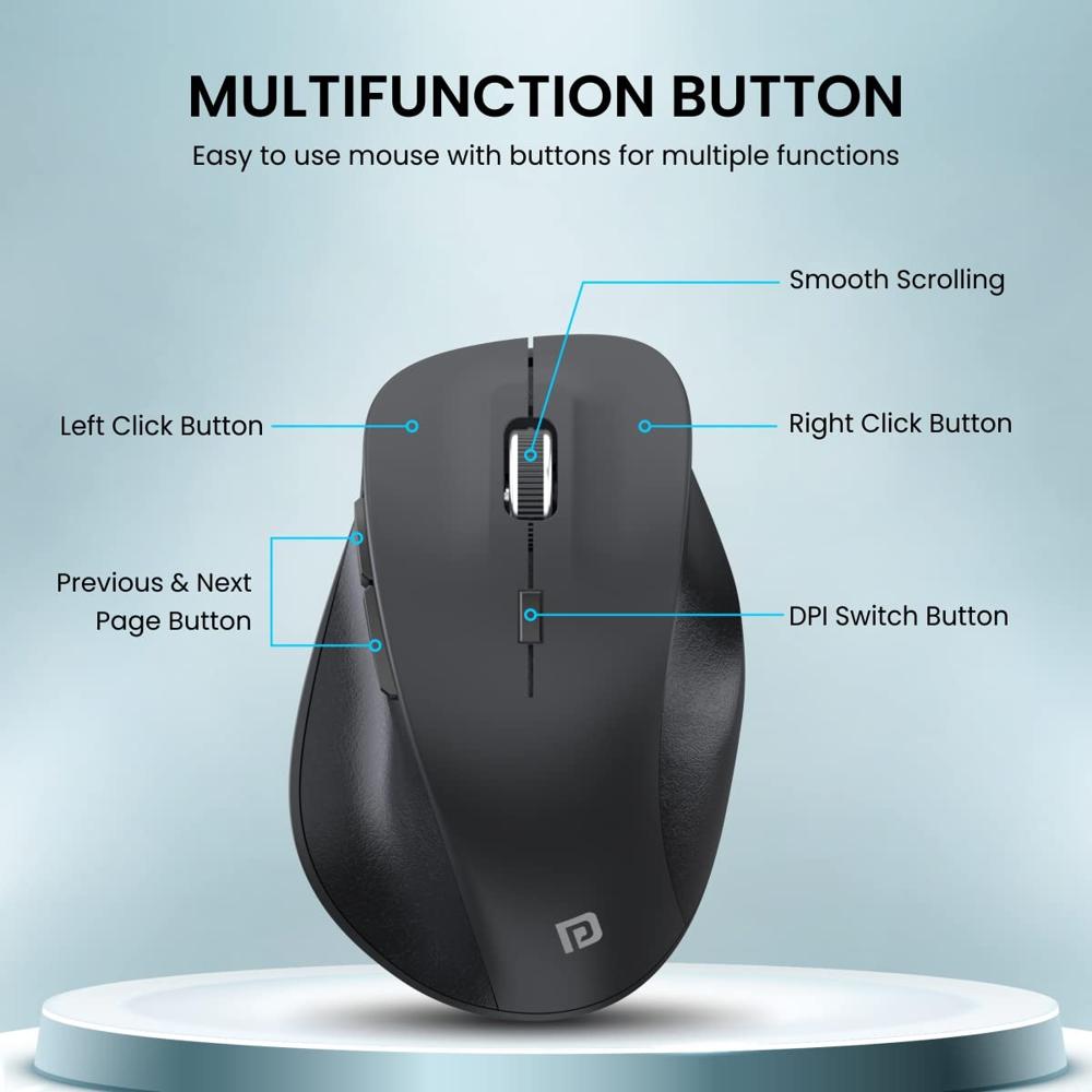 Portronics Toad 24 Wireless Mouse, with 2.4 GHz USB Nano Receiver, Adjustable