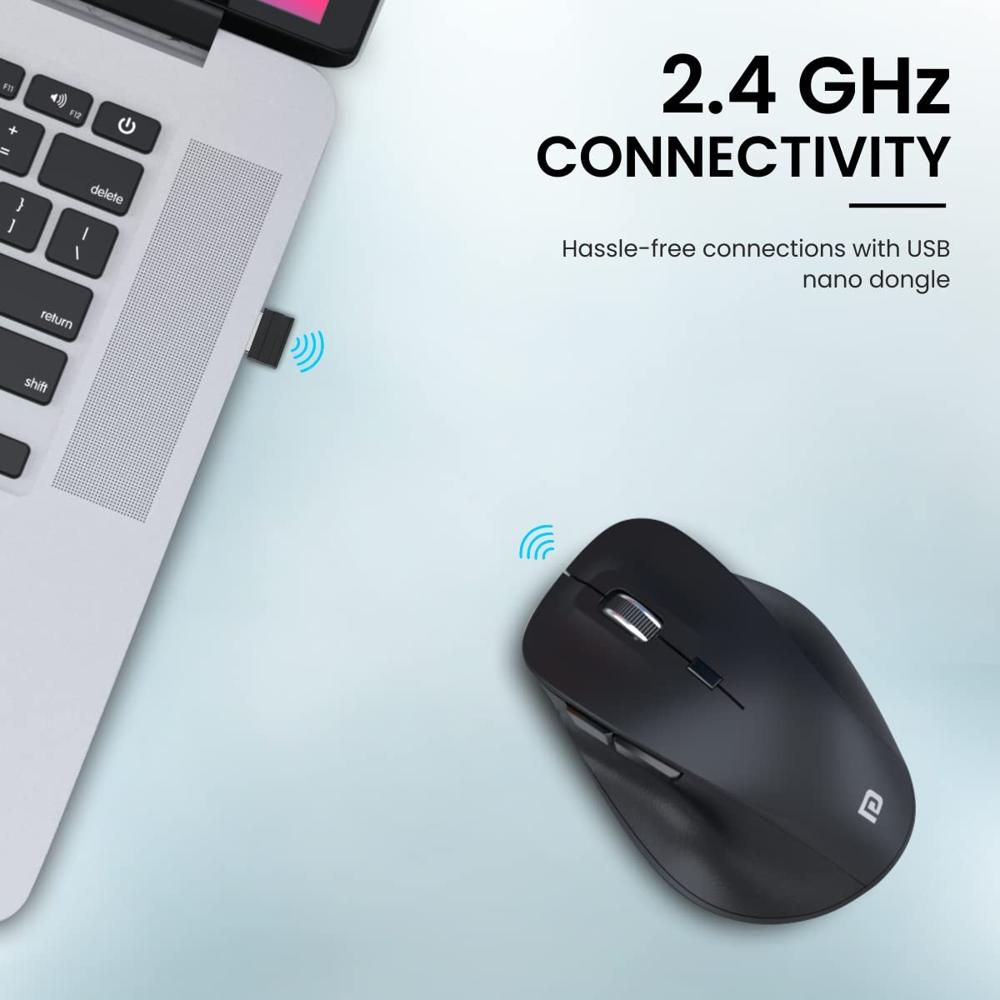 Portronics Toad 24 Wireless Mouse, with 2.4 GHz USB Nano Receiver, Adjustable