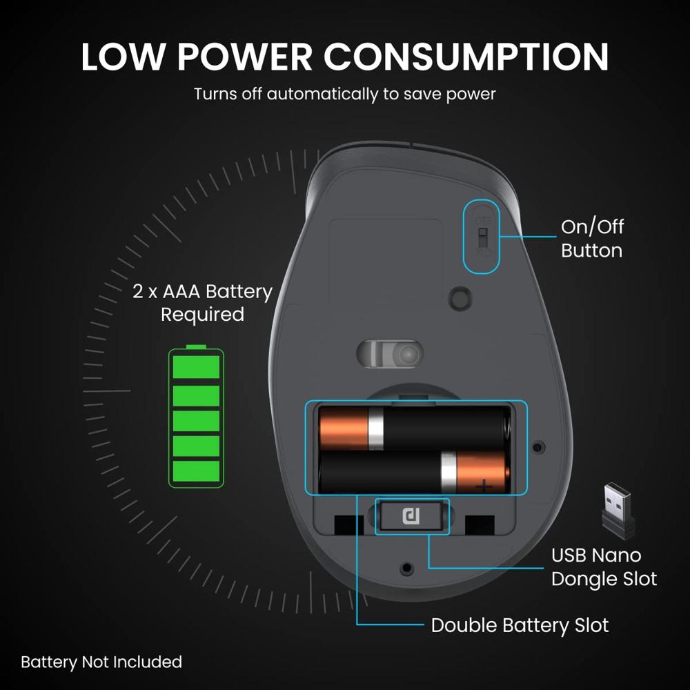 Portronics Toad 24 Wireless Mouse, with 2.4 GHz USB Nano Receiver, Adjustable