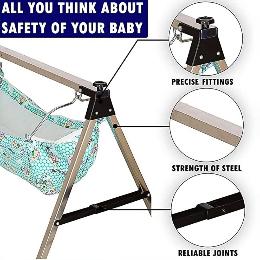 Baby Cradle Ghodiyu Portable Folding Swing Stainless Steel Stand (1 Pc)