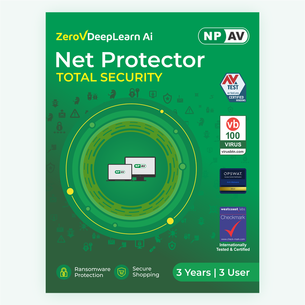 Net Protector Antivirus - Total Security 2026 |3 User - 3 Year with ZeroVDeepLearn Ai