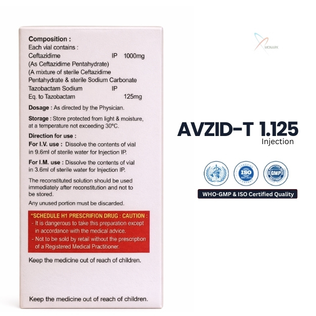 Ceftazidime 1000 + Tazobactam 125 Injection