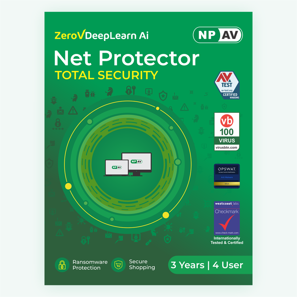 Net Protector Antivirus - Total Security 2026 |4 User - 3 Year with ZeroVDeepLearn Ai
