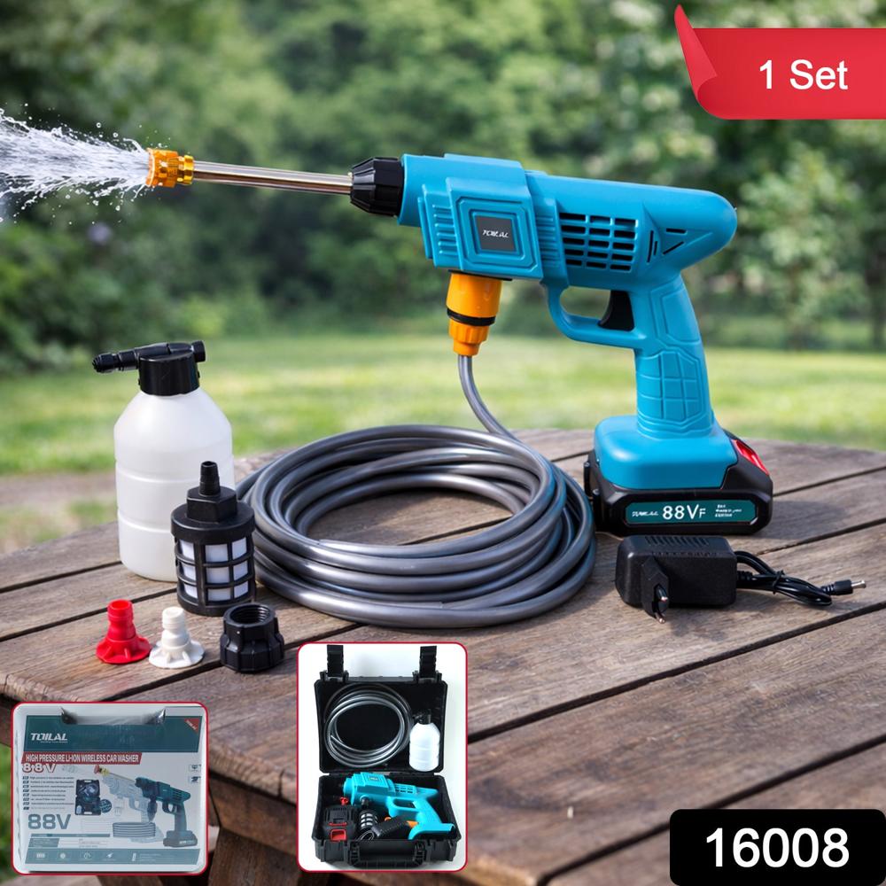 88Vf Car Washer Gun Wireless High Pressure Washer Water Spray Gun (1 Set) - Color: Mix