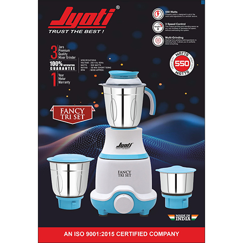 Jyoti Fancy Tri Set Mixer Grinder 550 Watts