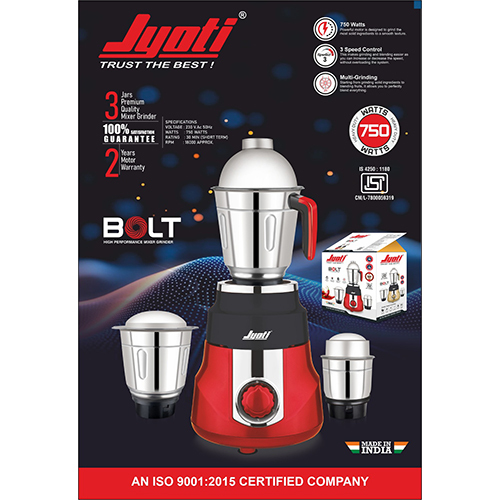 Jyoti Bolt Mixer Grinder 750 Watts