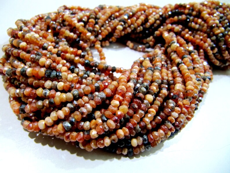 Natural Mystic Coated Rondelle Faceted 3-4Mm Size Beads , Length 13 Inches - Beads Colour: Orange