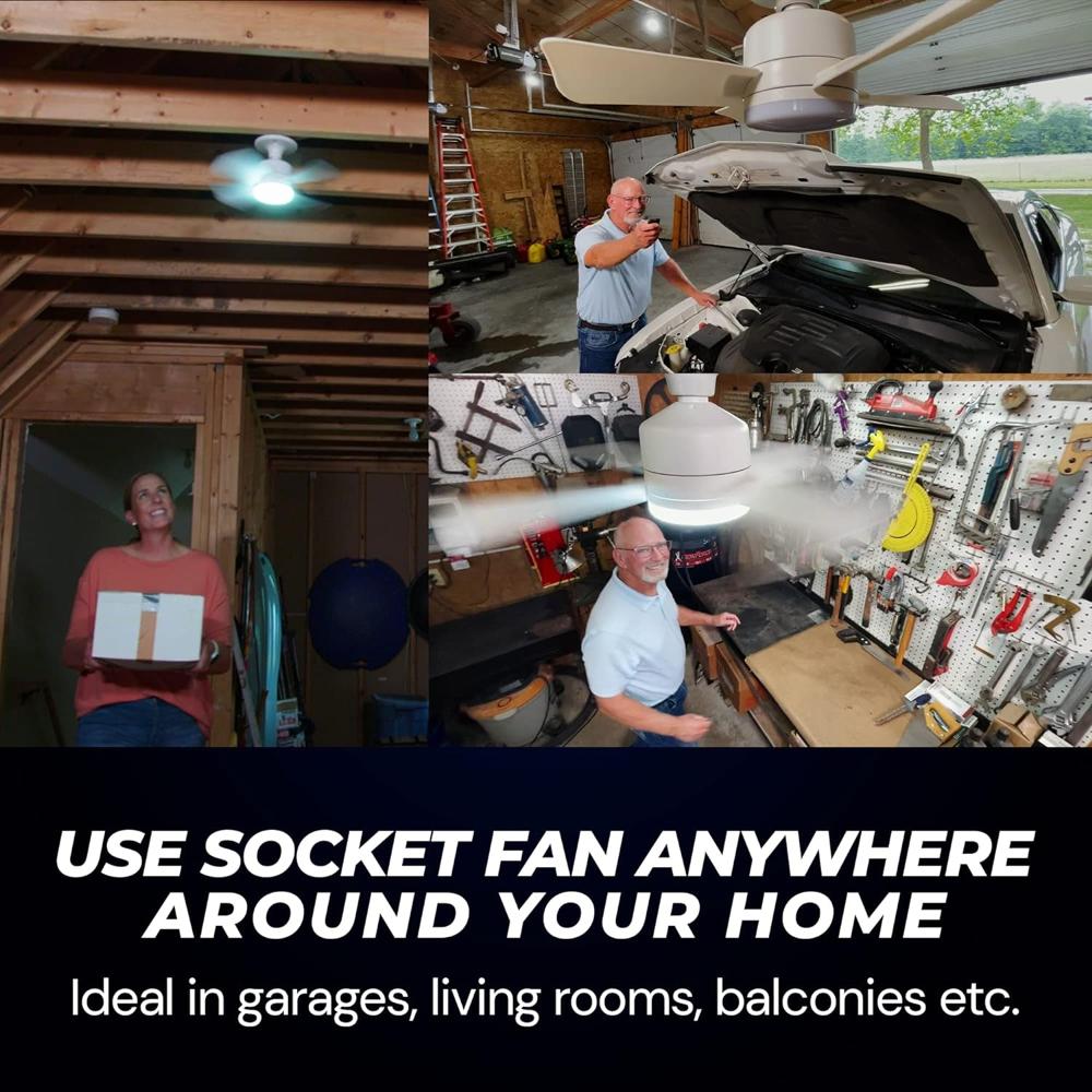 Original Cool LED Socket Fan Light 1000 Lumens 5000K Remote Controlled