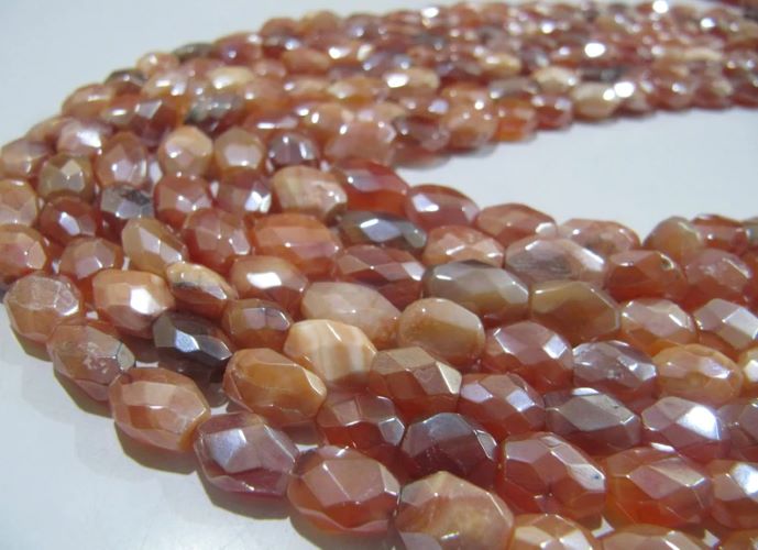 Natural Carnelian Oval Shape Faceted Sliver AB Mystic Coated 6x9mm Gemstone Beads Strand 13 inches long