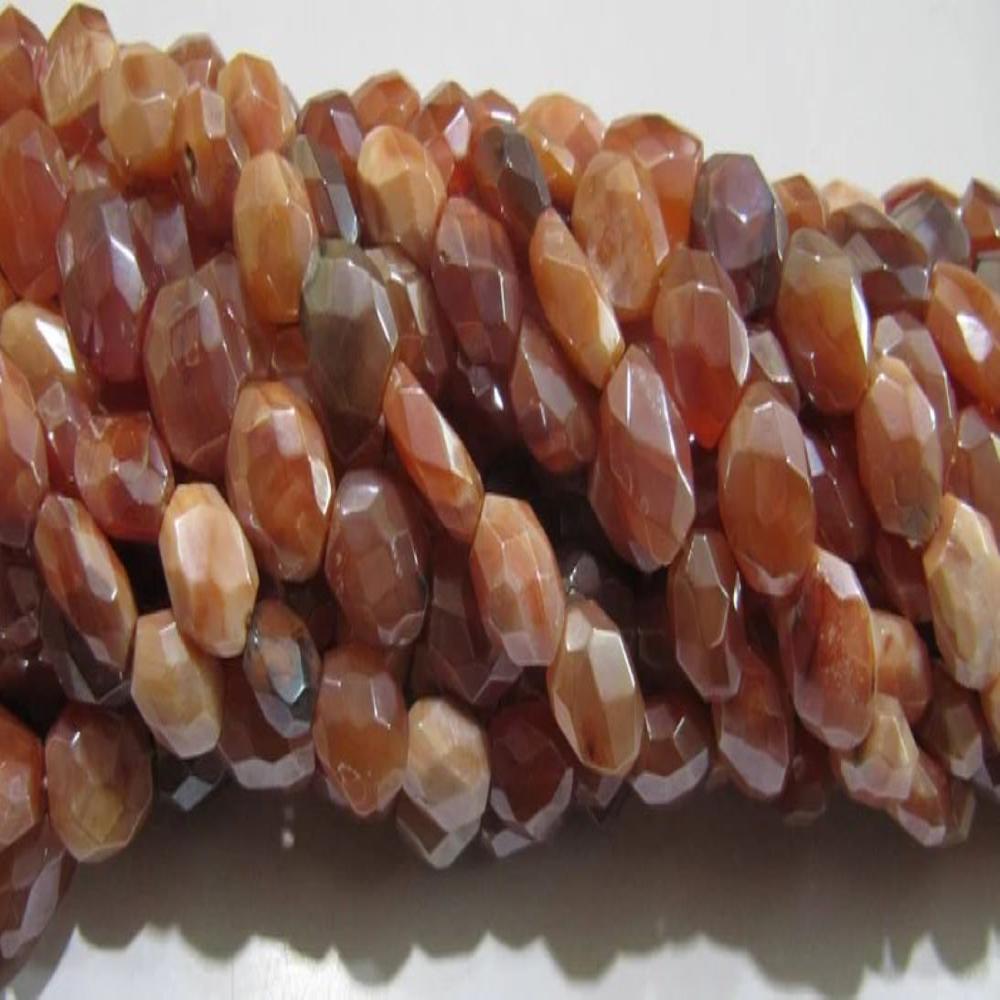 Natural Carnelian Oval Shape Faceted Sliver AB Mystic Coated 6x9mm Gemstone Beads Strand 13 inches long