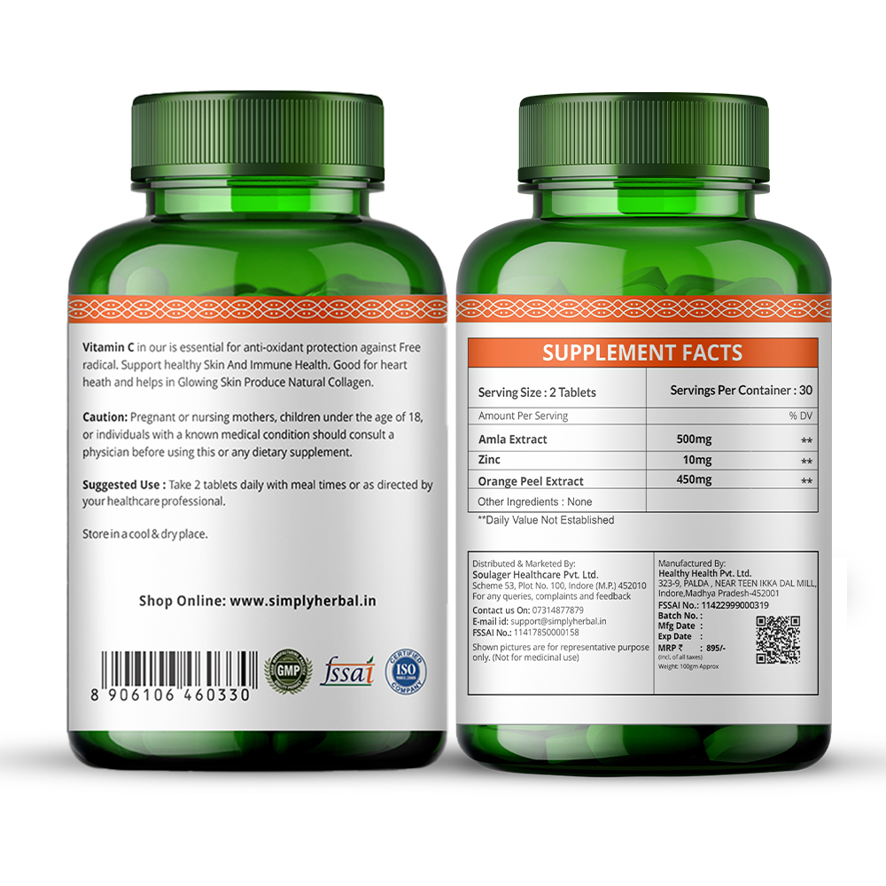 Simply Herbal Vitamin C Tablets for Glowing Skin  Face