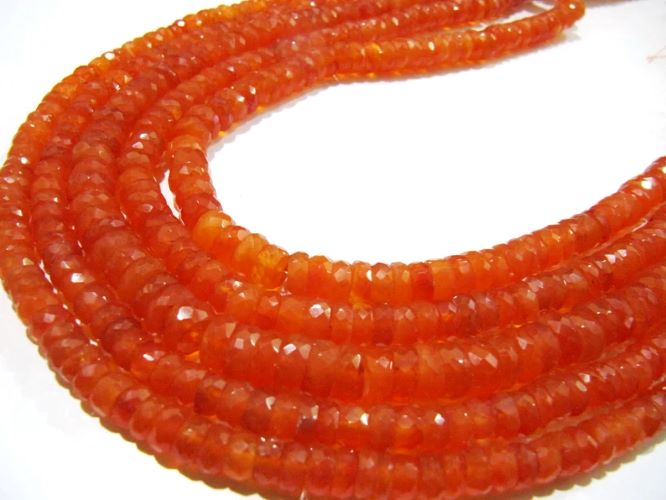 Natural Carnelian Rondelle Faceted 7-8mm Gemstone Beads Strand 8 inches long