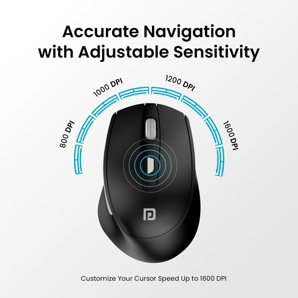 Portronics Toad 32 Wireless Mouse with 6 Buttons, 2.4 GHz Connectivity, 10m
