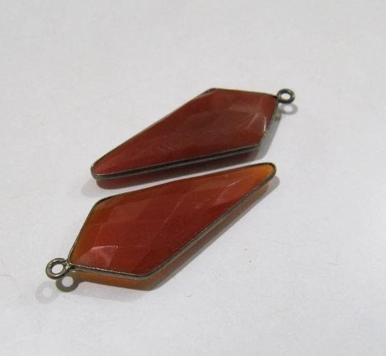Natural Carnelian Briolette Faceted 15x35mm Arrowhead Single Loop Bezel Connector charms