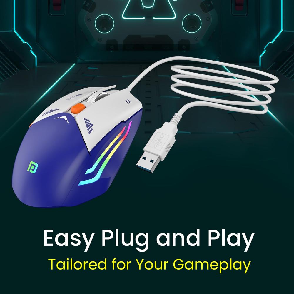 Portronics Vader Wired Gaming Mouse with 6 Buttons, Thumb Support,