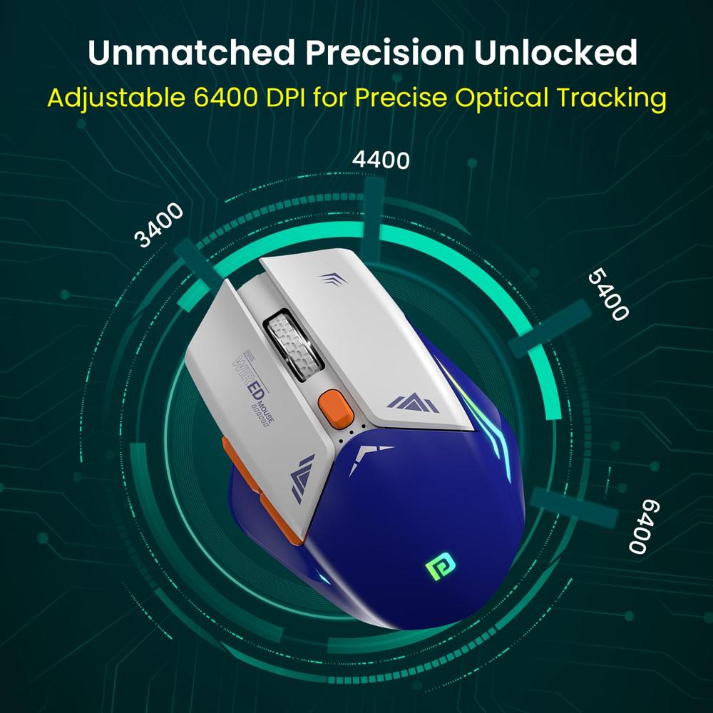 Portronics Vader Wired Gaming Mouse with 6 Buttons, Thumb Support,