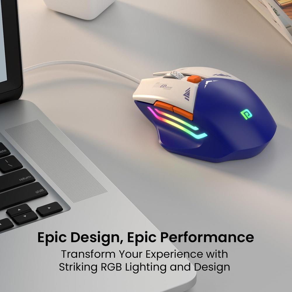 Portronics Vader Wired Gaming Mouse with 6 Buttons, Thumb Support,