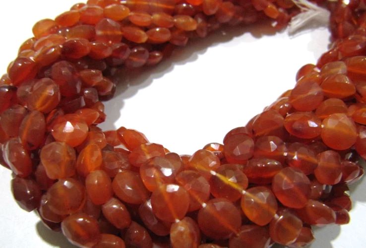 Natural Carnelian Coin Shape Briolette Faceted Beads 7mm Orange Color Gemstone Beads Strand 13Inch