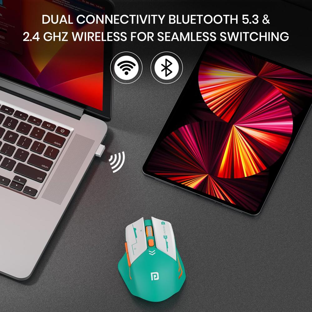 Portronics Vader Max Wireless Rechargeable Mouse, Thumb Support,