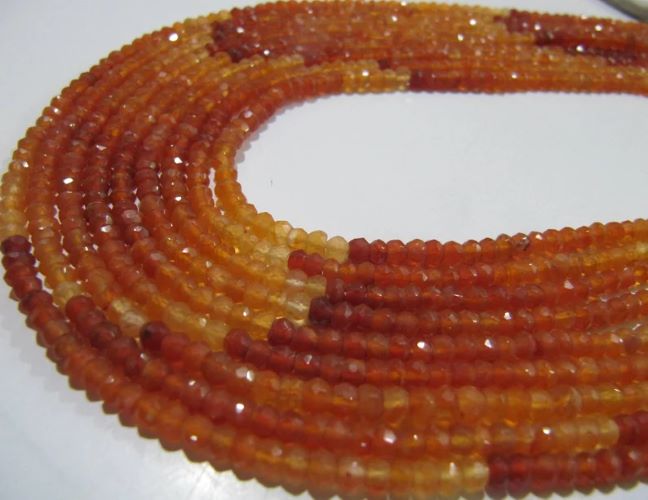 Natural Carnelian Shaded Rondelle Faceted 3-4mm Gemstone Beads Strand 14 inches long