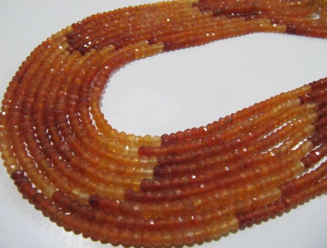 Natural Carnelian Shaded Rondelle Faceted 3-4mm Gemstone Beads Strand 14 inches long