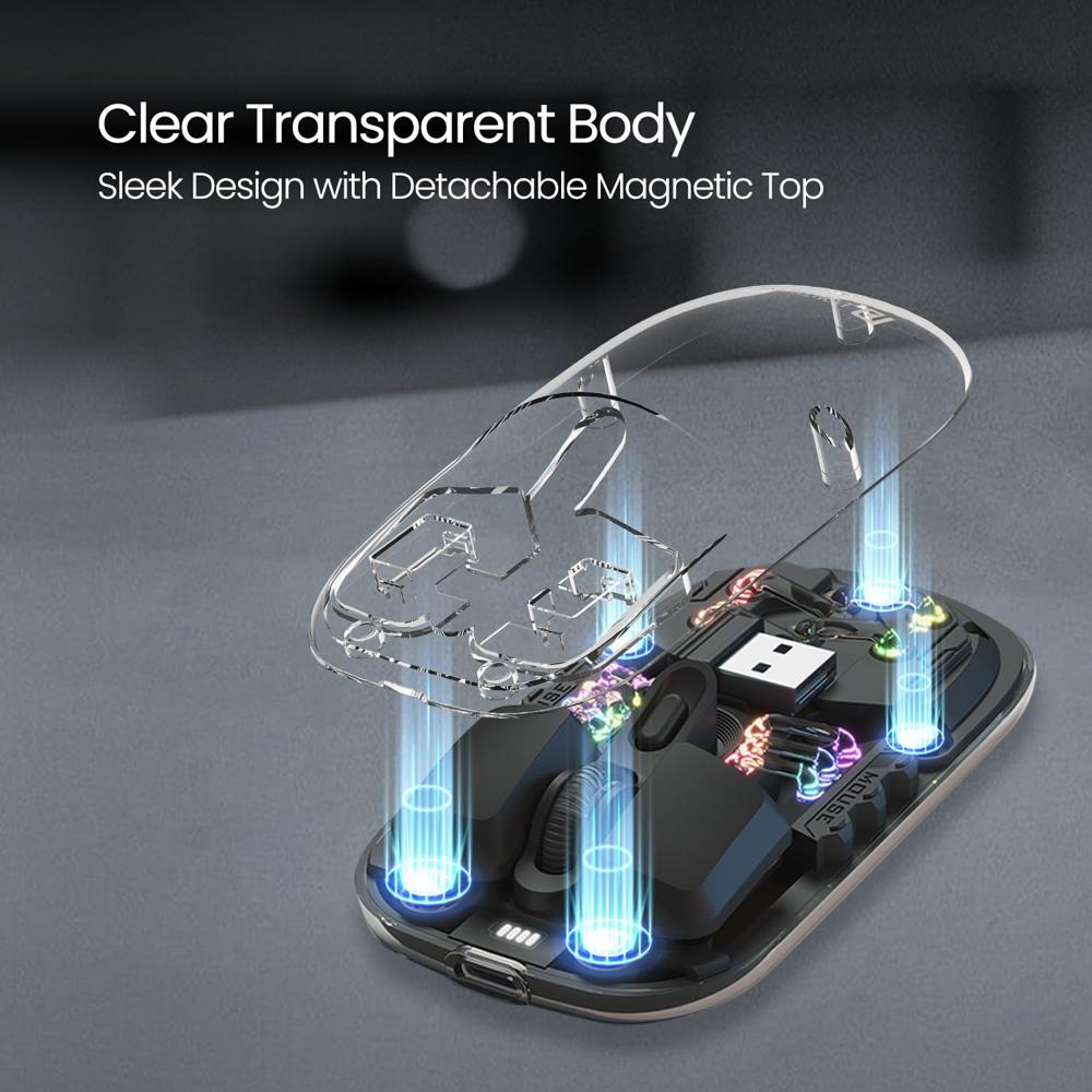 Portronics Toad 5 Transparent Bluetooth Mouse with 2.4 GHz & BT 5.3 Dual Wireless,