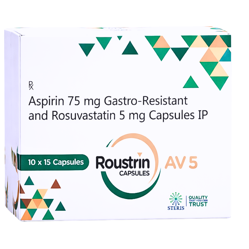 Aspirin 75 Mg Gastro-resistant And Rosuvastatin 5 Mg Capsules - Life Span: 24 Months (check Expiry On Packaging)