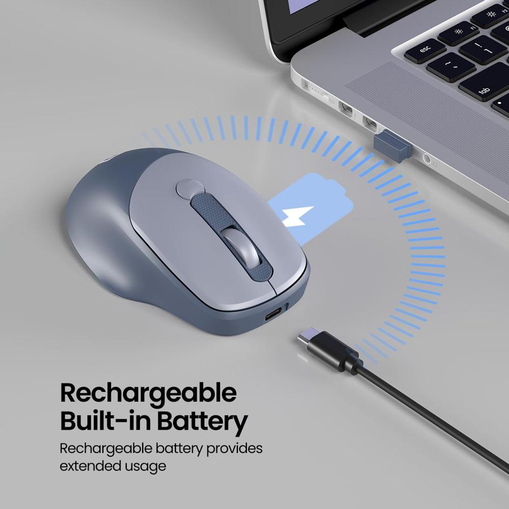 Portronics Toad 7 Wireless Mouse, Bluetooth 5.3V & 2.4 GHz Wireless, Adjust