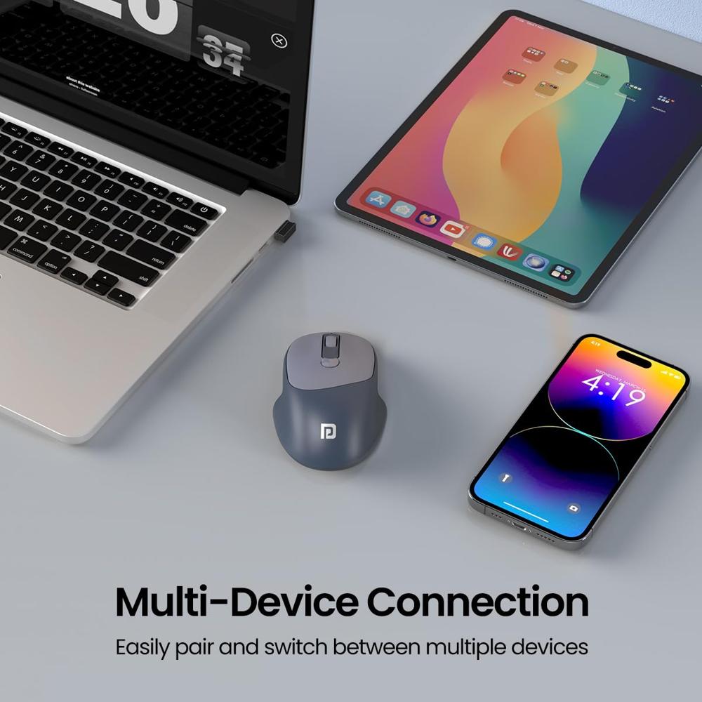 Portronics Toad 7 Wireless Mouse, Bluetooth 5.3V & 2.4 GHz Wireless, Adjust