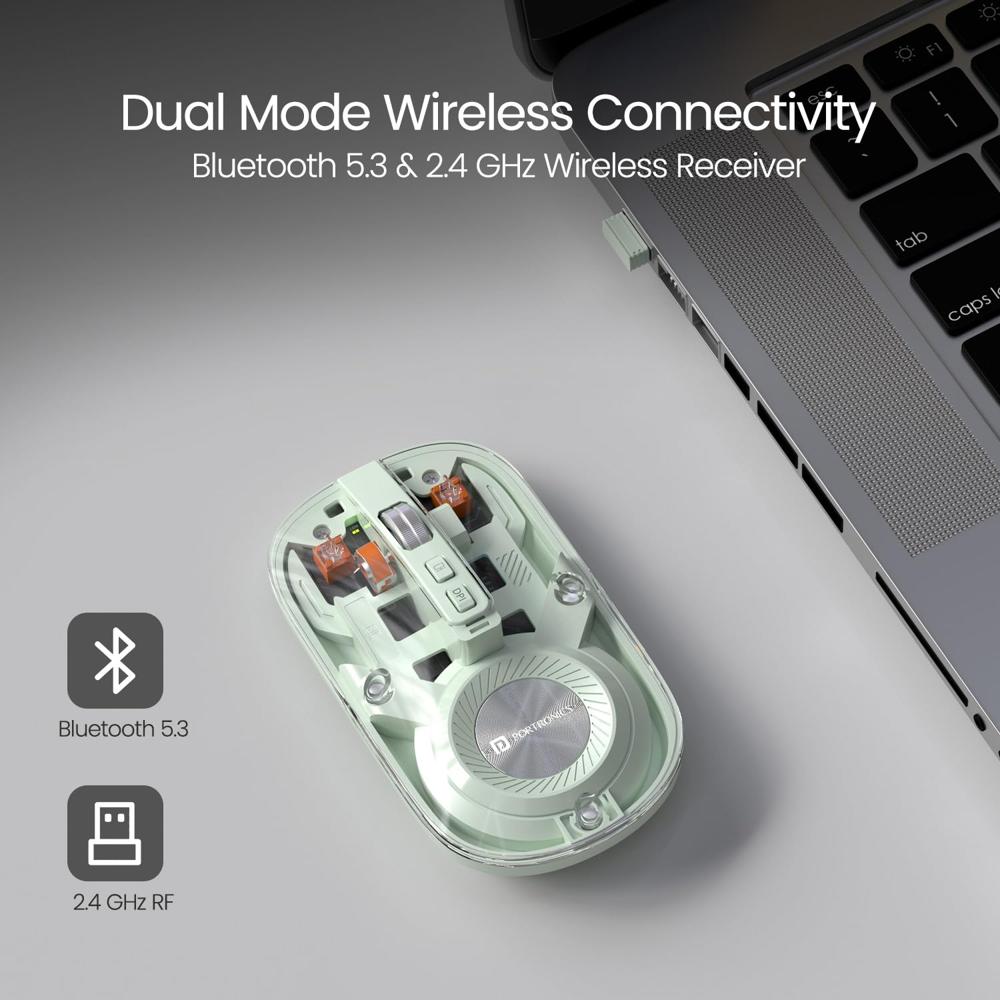 Portronics Toad 8 Transparent Wireless Bluetooth Mouse with Dual Wireless