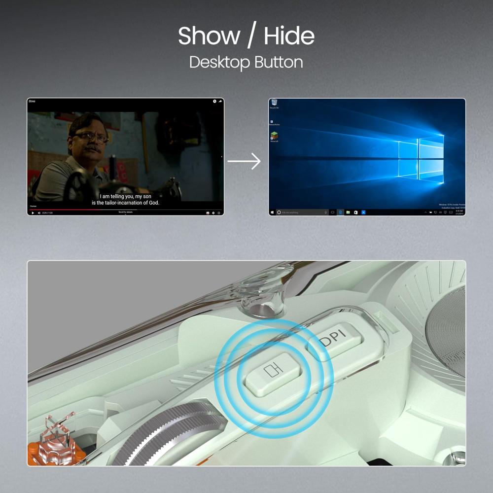Portronics Toad 8 Transparent Wireless Bluetooth Mouse with Dual Wireless
