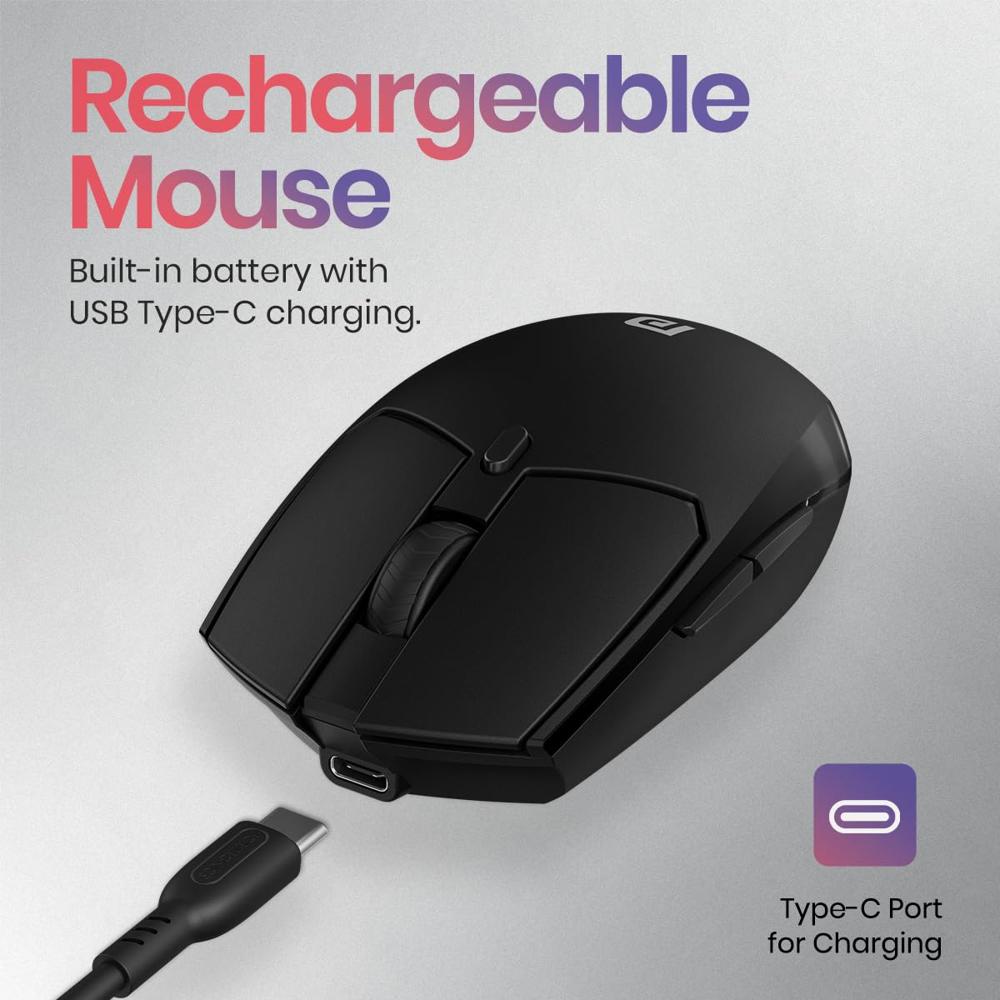 Portronics Toad 36 Wireless Mouse, 2.4GHz, Rechargeable, 6