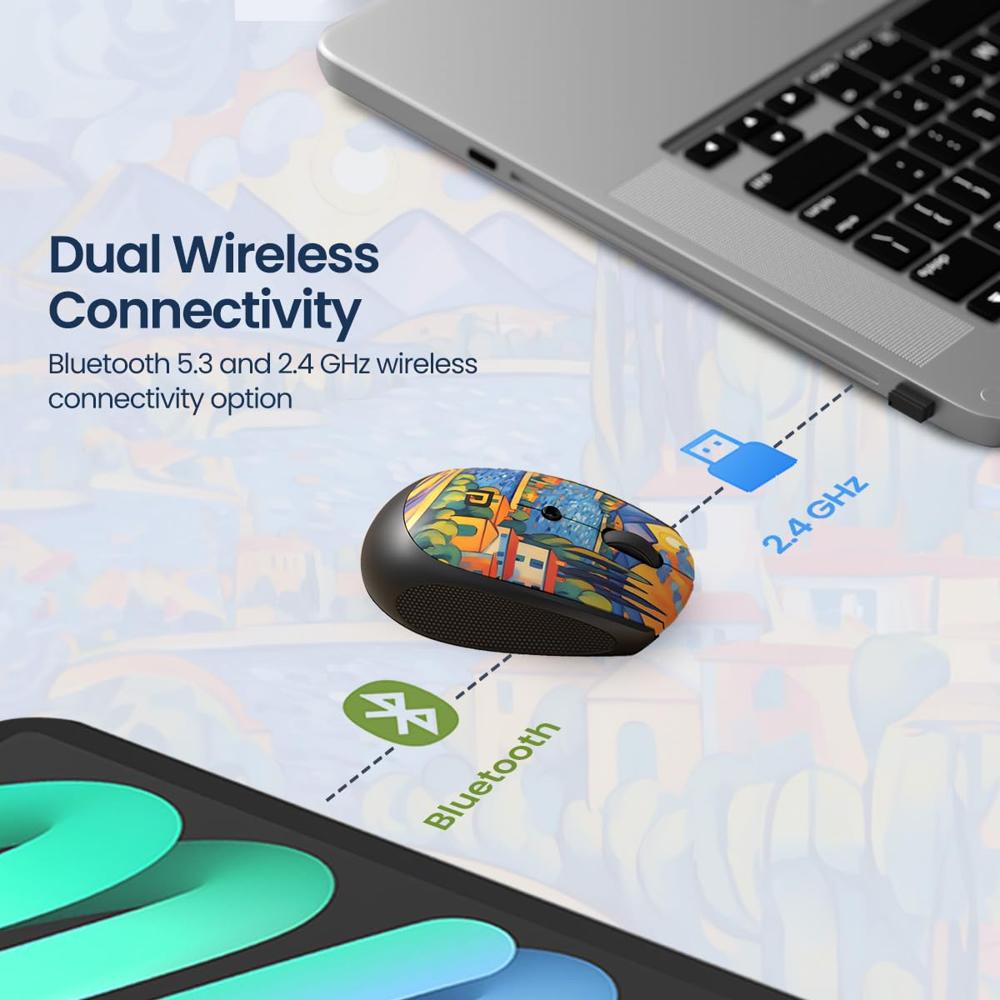 Portronics Toad Iii Plus Rechargeable Bluetooth Mouse - Color: Black & White & Blue