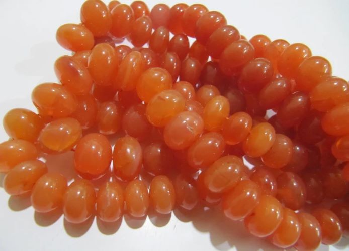 Natural Carnelian Rondelle Plain smooth 8 to12 mm Beads Graduated Strand 8 inches long