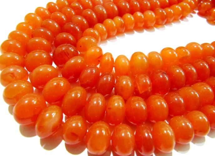 Natural Carnelian Rondelle Plain smooth 8 to12 mm Beads Graduated Strand 8 inches long