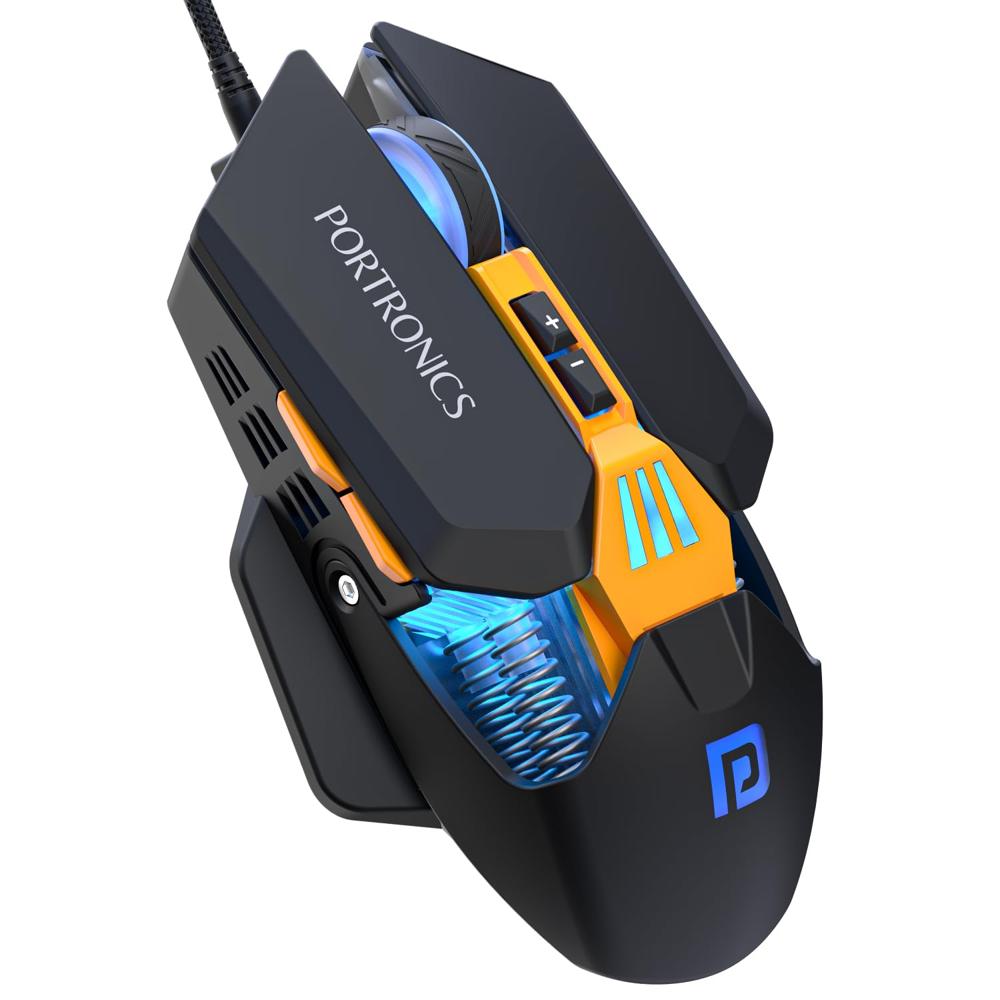 Portronics Vader 2.0 Wired Gaming Mouse With 7 Programmable Button Control, - Color: Black
