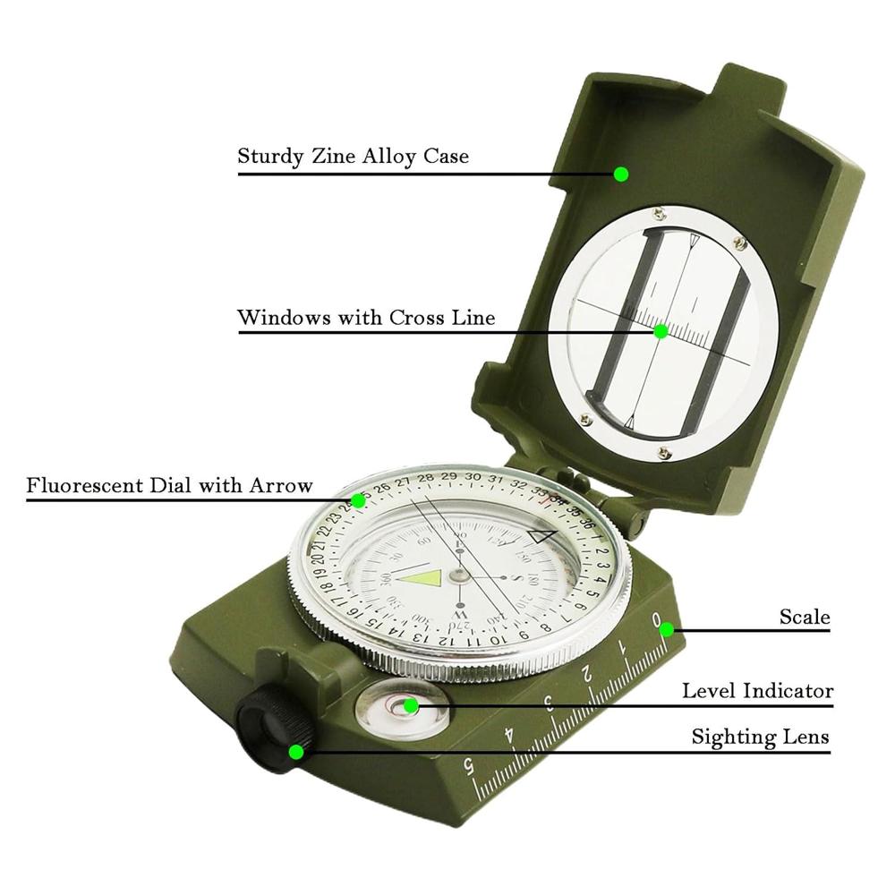 True Sense Compass, Sportneer Hiking Survival Compass Military Camping Map Navigation, K4580