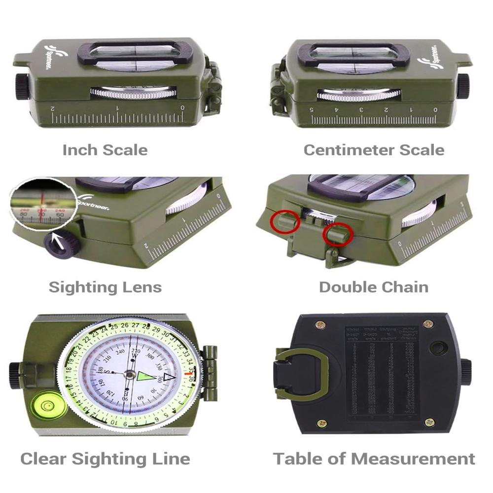 True Sense Compass, Sportneer Hiking Survival Compass Military Camping Map Navigation, K4580