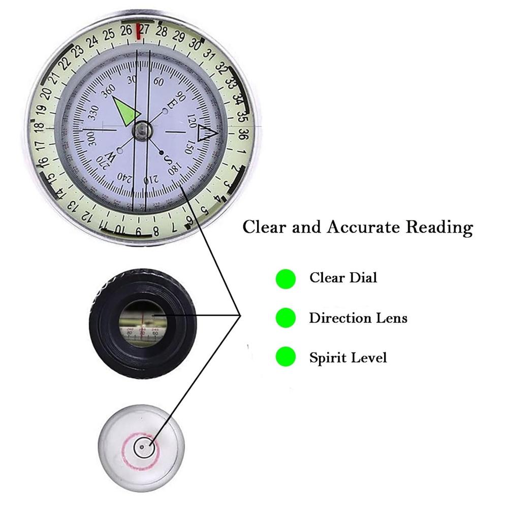 True Sense Compass, Sportneer Hiking Survival Compass Military Camping Map Navigation, K4580