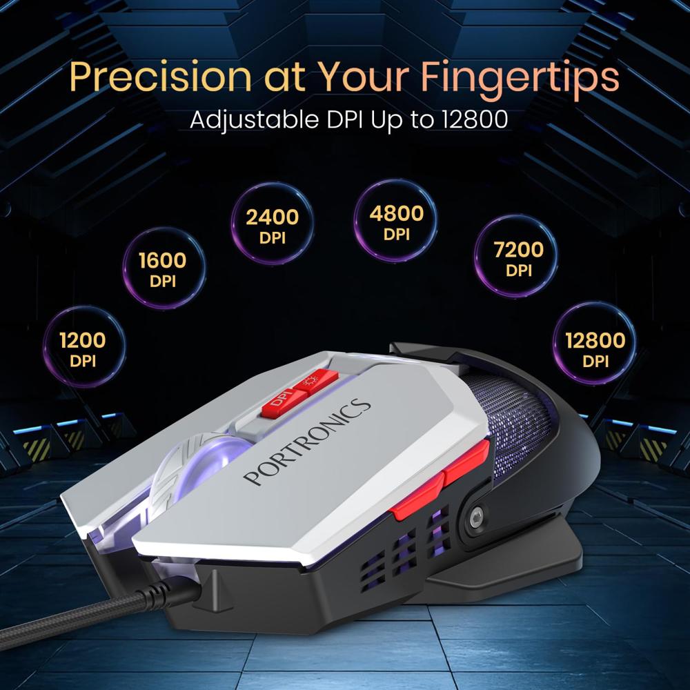 Portronics Vader X USB Wired Programmable Gaming Mouse, Upto