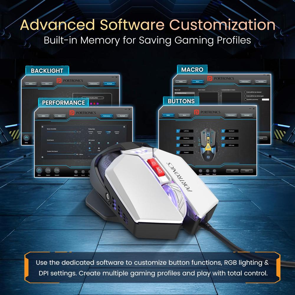 Portronics Vader X USB Wired Programmable Gaming Mouse, Upto