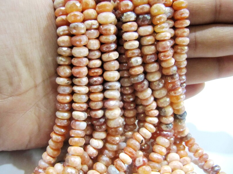 Natural Carnelian Rondelle Faceted Silver AB Mystic Coated 7-8mm Gemstone Beads Strand 8 inches long