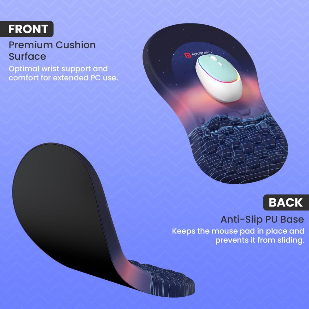 Portronics Comfipad Wrist Rest Mouse Pad with Soft Foam