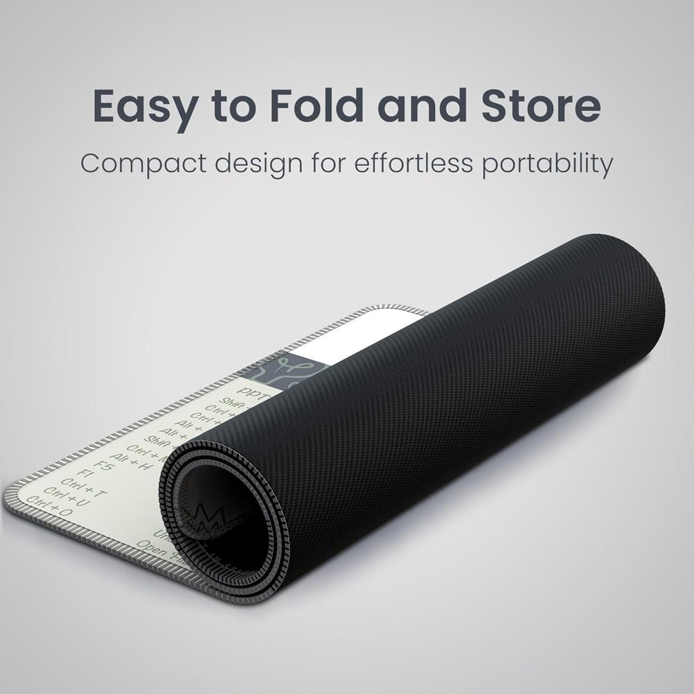 Portronics Comfipad 2 Extended Mouse Pad with Windows Shortcuts Design, Non-Slip Base,