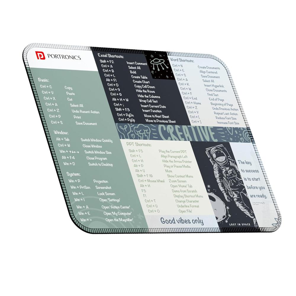 Portronics Comfipad 3 Mouse Pad with Windows Shortcuts Design