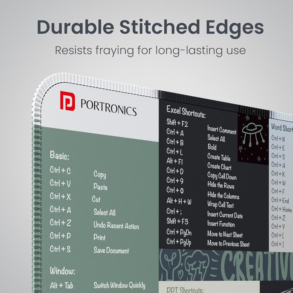 Portronics Comfipad 3 Mouse Pad with Windows Shortcuts Design