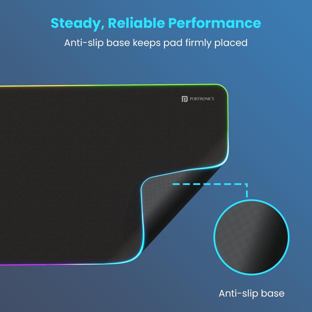 Portronics Comfipad Glow Gaming Mouse Pad with RGB Lights Modes, Large Size, Non-Slip Base,