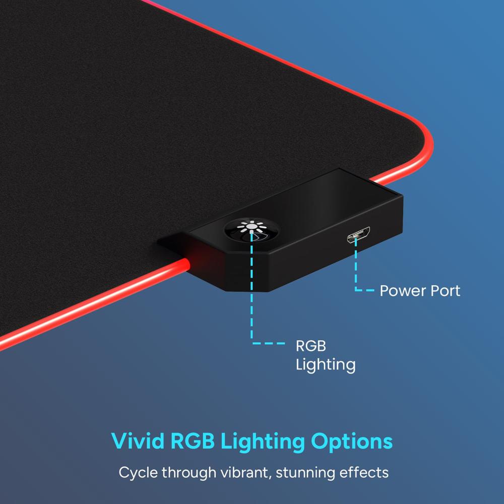 Portronics Comfipad Glow Gaming Mouse Pad with RGB Lights Modes, Large Size, Non-Slip Base,