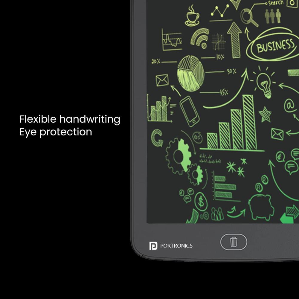 Portronics Ruffpad 12M | 12-Inch Re-Writable Multicolor LCD Writing Pad with One-Tap Erase